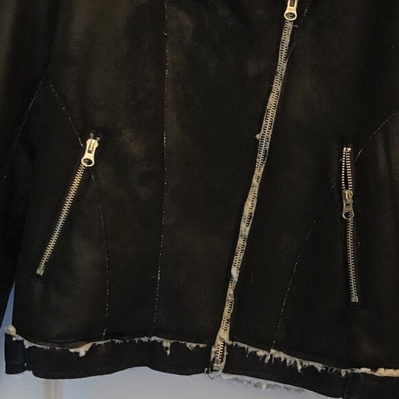Dylan Suede Jacket with Sherpa Interior Black/Cream Size XS - Picture 4 of 11